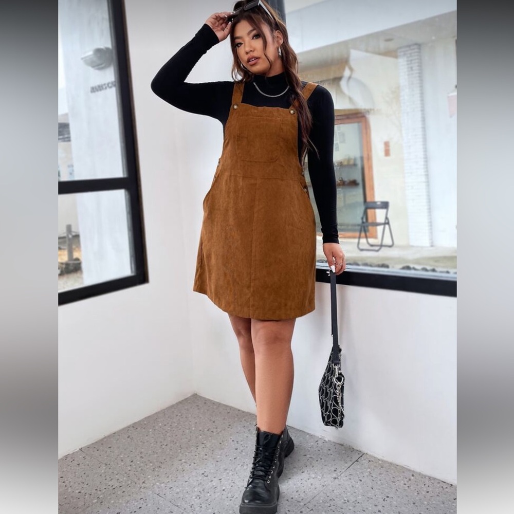 SHEIN Corduroy Overall Mini Dress – Perfect for Layering - Picture 5 of 9